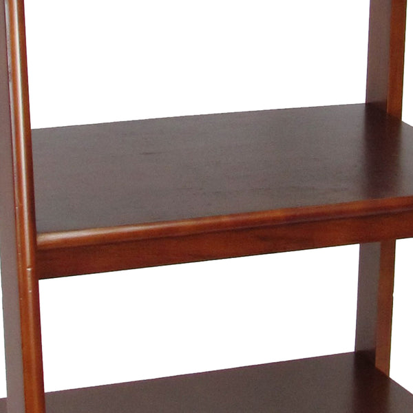 3 Tier Wooden Storage Ladder Stand with Open Back and Sides, Brown - BM210419