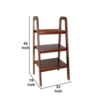 3 Tier Wooden Storage Ladder Stand with Open Back and Sides, Brown - BM210419