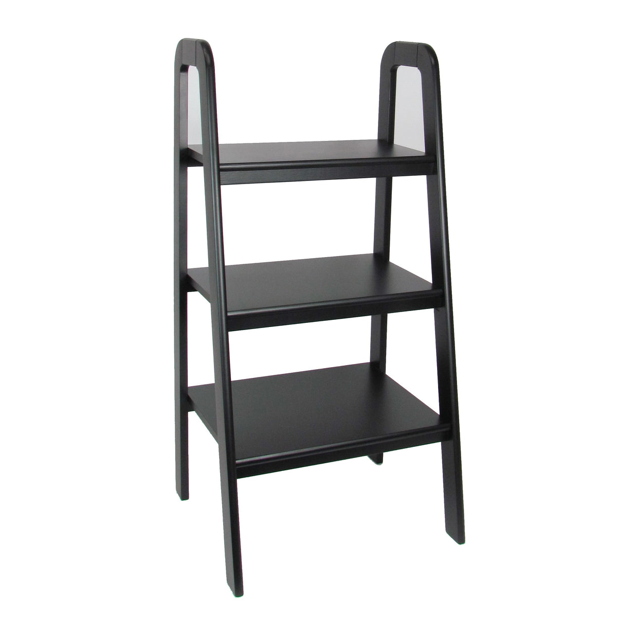 3 Tier Wooden Storage Ladder Stand with Open Back and Sides, Black - BM210420