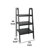 3 Tier Wooden Storage Ladder Stand with Open Back and Sides, Black - BM210420