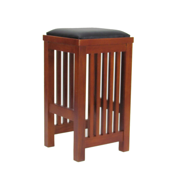 24 Inch Faux Leather Upholstered Wooden Backless Barstool, Oak Brown - BM210426