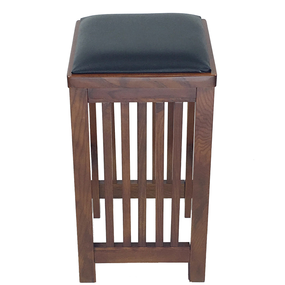 24 Inch Faux Leather Upholstered Wooden Backless Barstool, Oak Brown - BM210426