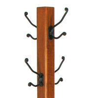 Wooden Coat Stand with X Frame Base and Metal Hooks, Oak Brown - BM210430