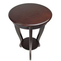 31.5 Inch Round Pedestal Stand with Open Bottom Shelf and Flared Legs,Brown - BM210431