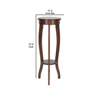 31.5 Inch Round Pedestal Stand with Open Bottom Shelf and Flared Legs,Brown - BM210431