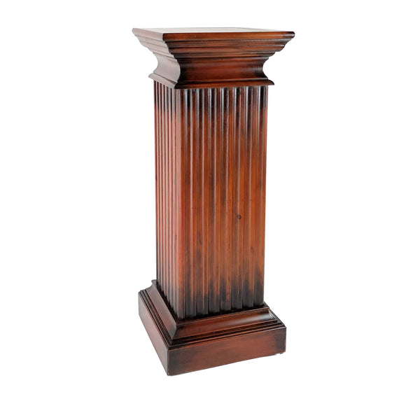 Transitional Style Square Top Pedestal Stand, Brown - BM210444