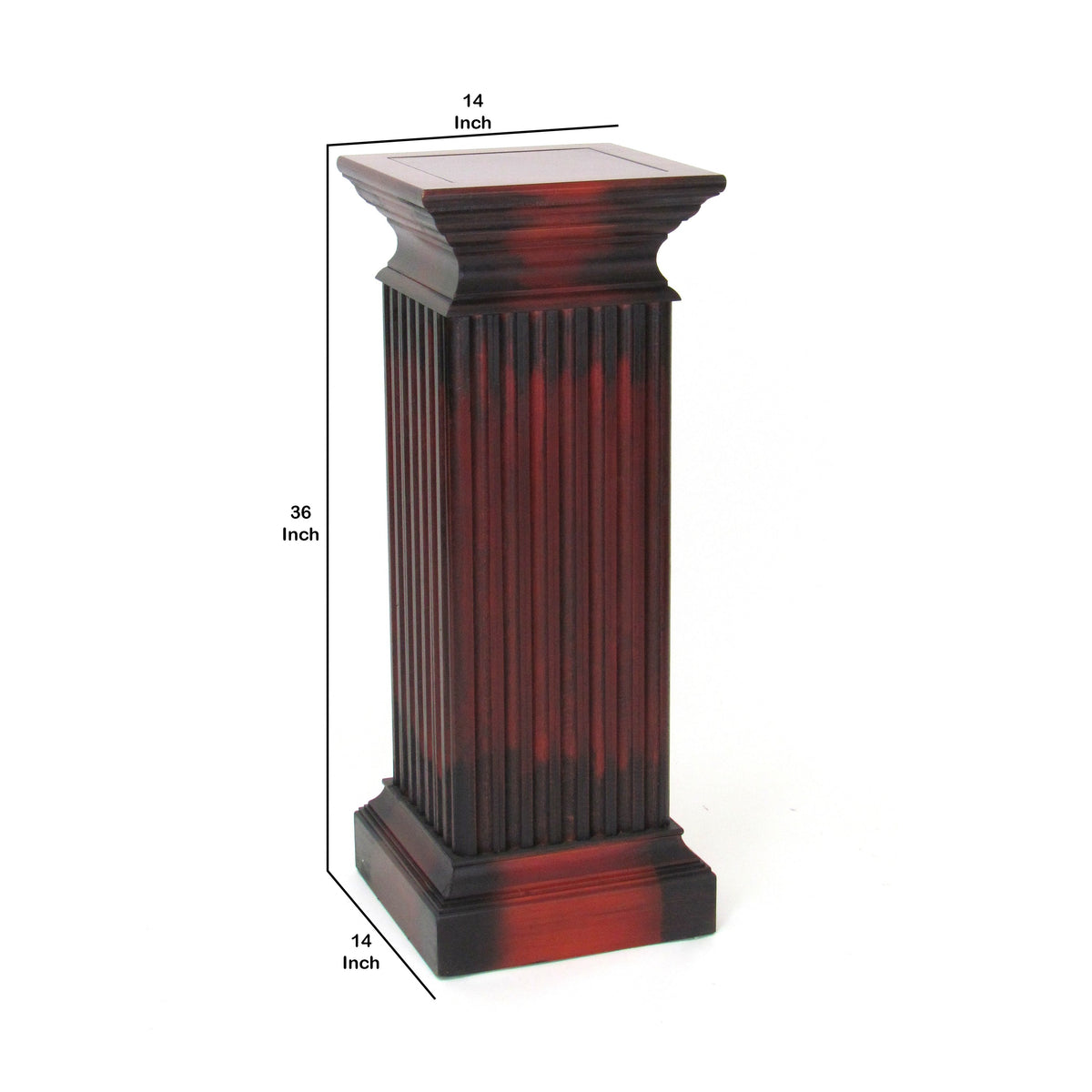 Transitional Style Square Top Pedestal Stand, Brown - BM210444