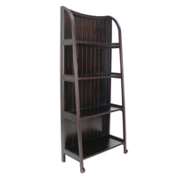 4 Tier Foldable Shelf Display Stand with Plank Style Back, Brown - BM210448