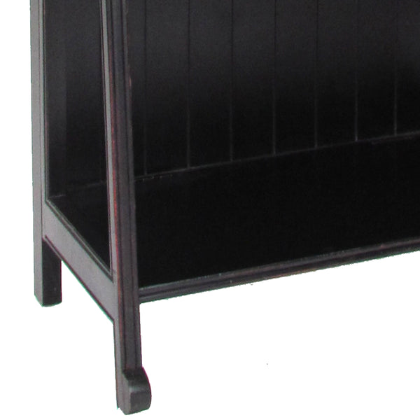 4 Tier Foldable Shelf Display Stand with Plank Style Back, Black - BM210449