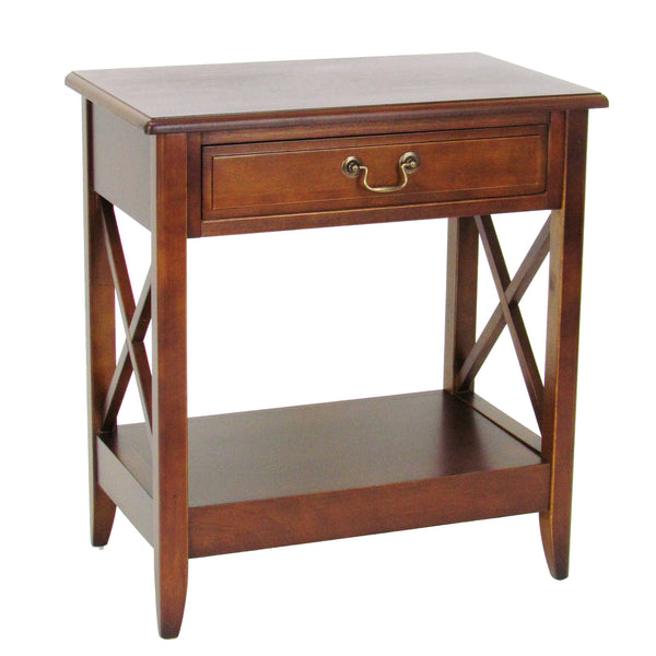 Transitional Style Nightstand with 1 Drawer and X Shape Sides, Brown - BM210451