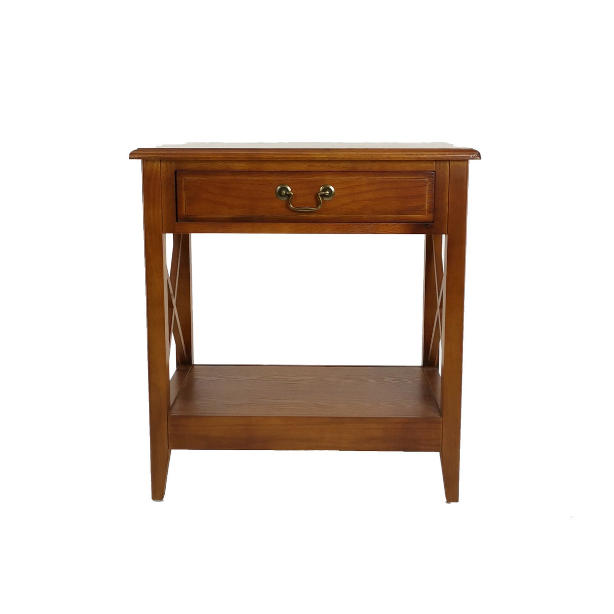 Transitional Style Nightstand with 1 Drawer and X Shape Sides, Brown - BM210451