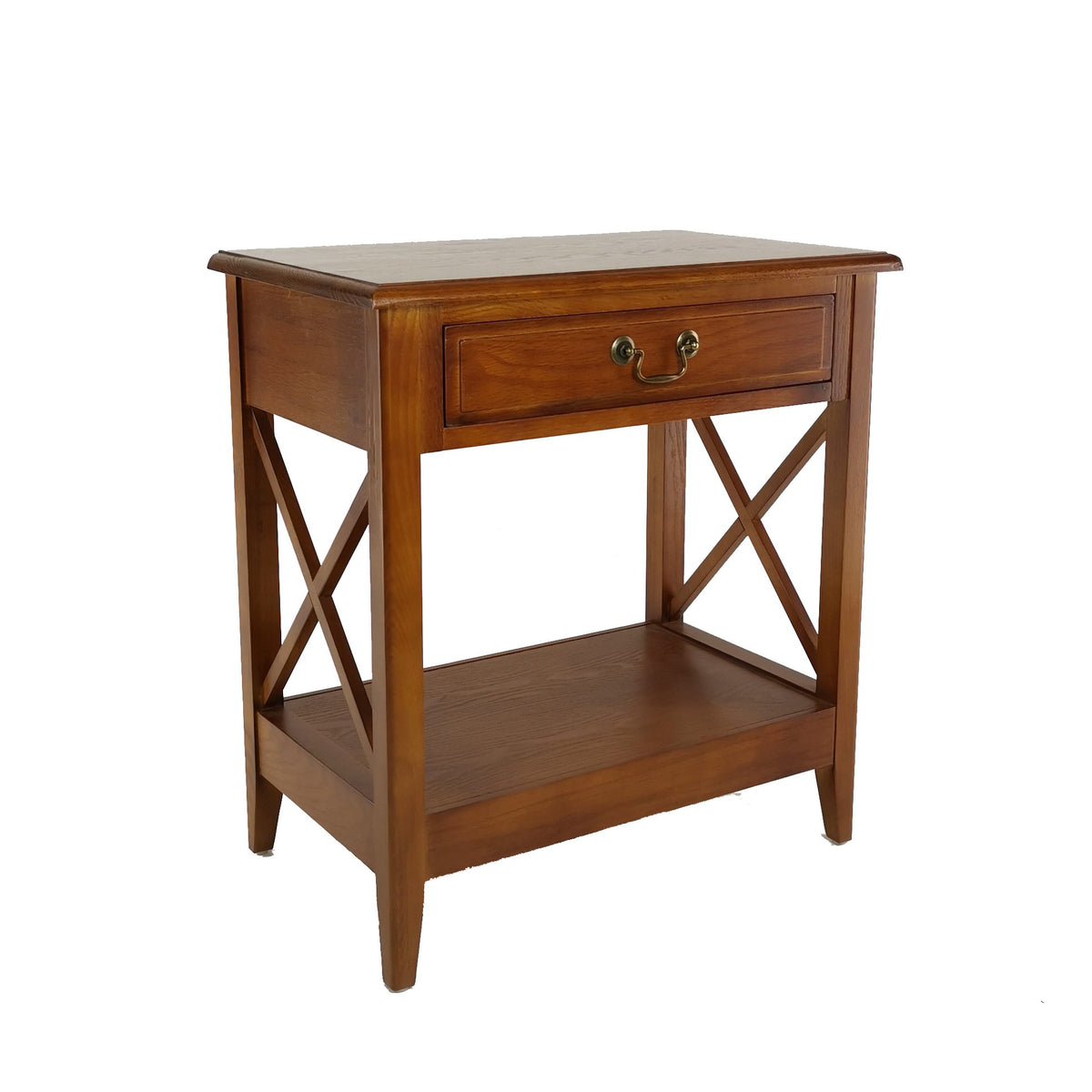 Transitional Style Nightstand with 1 Drawer and X Shape Sides, Brown - BM210451