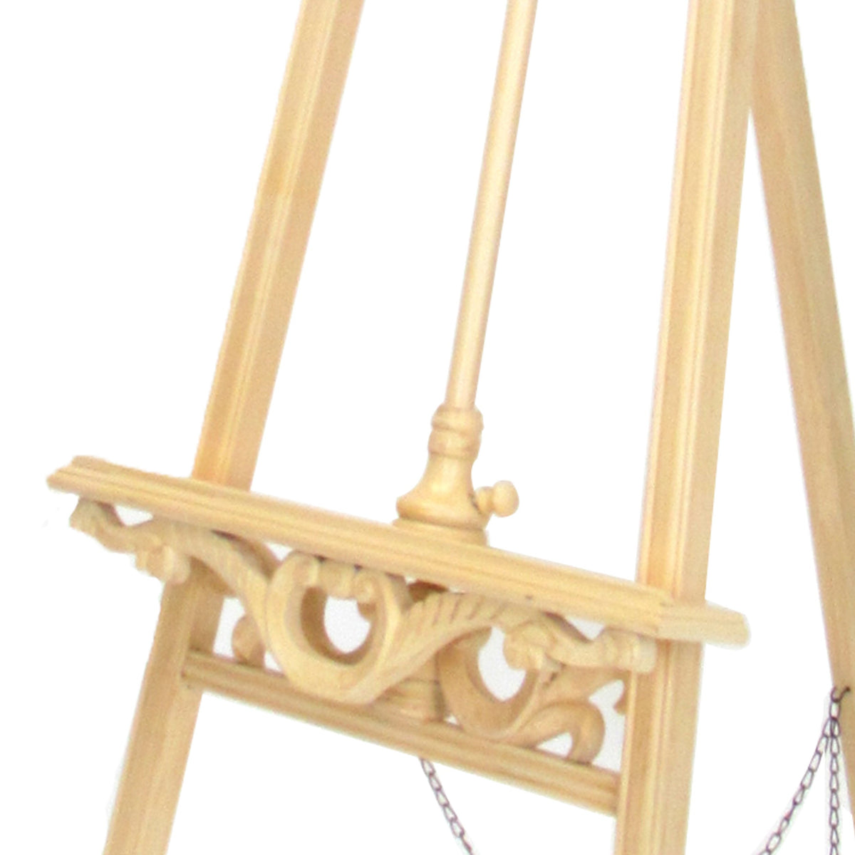 Traditional Style Wooden Easel with Scrollwork Details, Antique White - BM210460