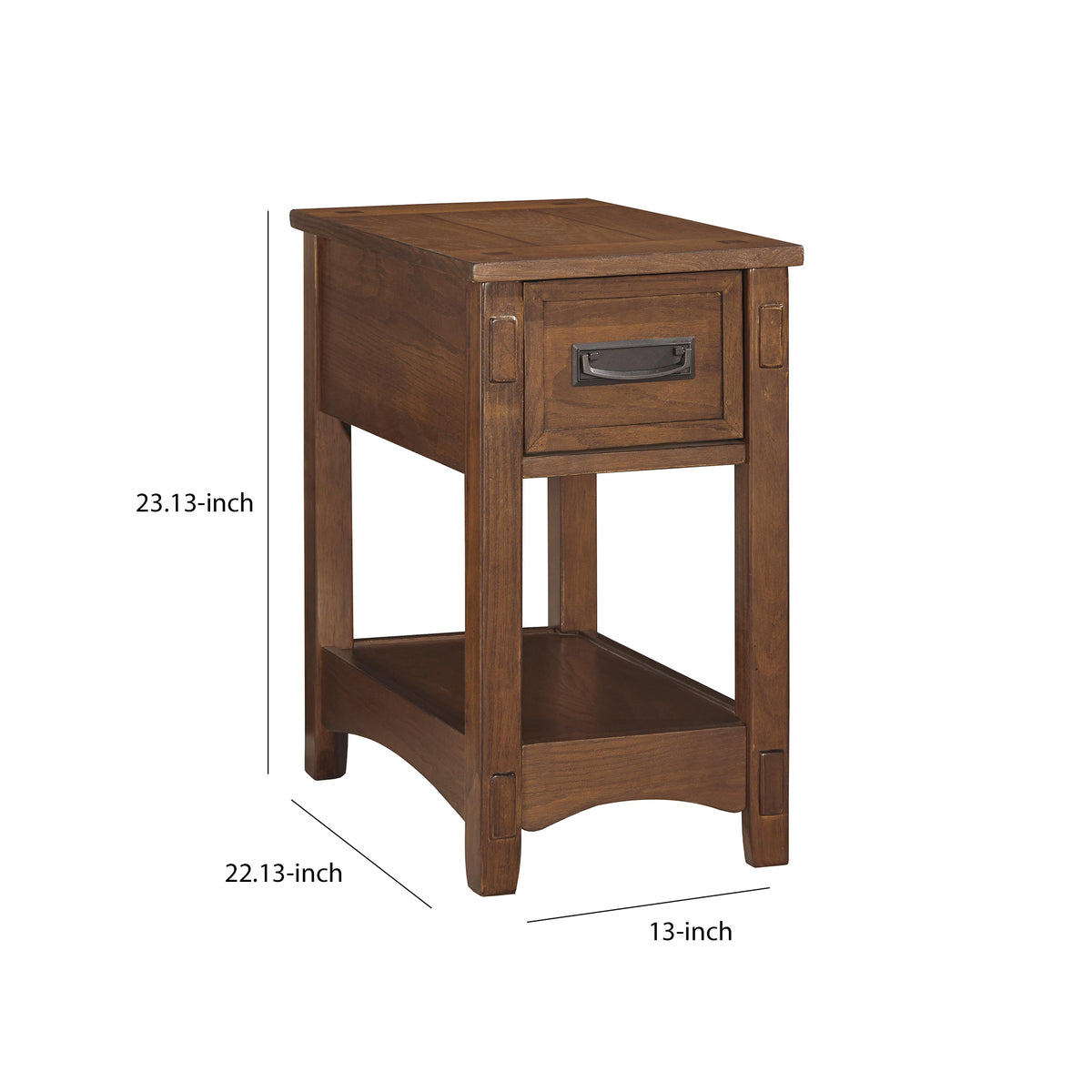1 Drawer Chair Side End Table with Open Bottom Shelf in Brown - BM210622