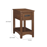 1 Drawer Chair Side End Table with Open Bottom Shelf in Brown - BM210622