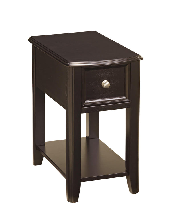 1 Drawer Chair Side End Table with Open Bottom Shelf in Dark Brown - BM210623