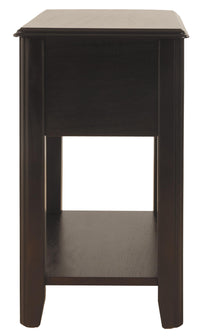 1 Drawer Chair Side End Table with Open Bottom Shelf in Dark Brown - BM210623