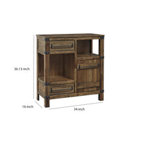 2 Drawer and 1 Door Accent Cabinet with 2 Open Compartments in Brown - BM210630