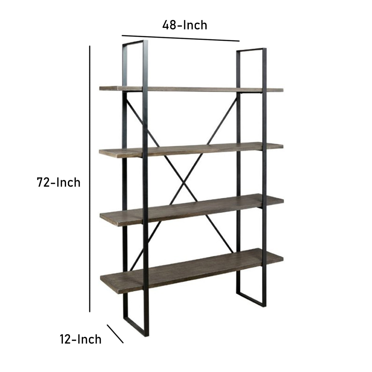 Industrial Round Metal Wall Shelf with 4 Storage Space, Black - BM205168