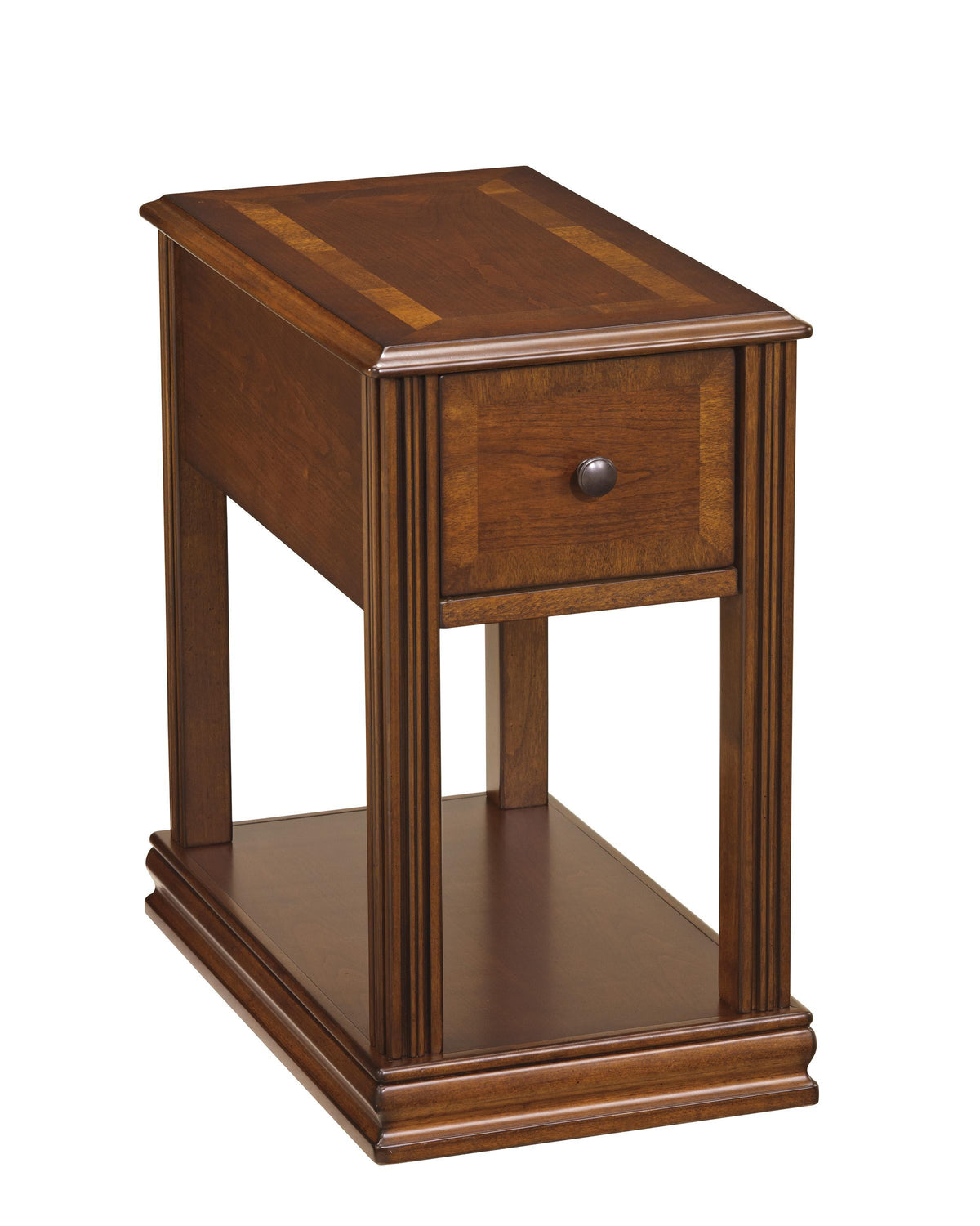 Chair Side End Table with 1 Drawer and Open Bottom Shelf in Brown - BM210674