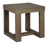 Grained Wooden Frame End Table with Trestle Base in Taupe Brown - BM210783