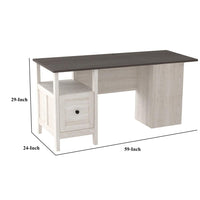 59 Inch Rectangular Home Office Wood Desk, File Drawer, Gray, White - BM210794