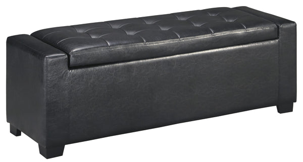 Leatherette Upholstered Storage Bench with Button Tufted Details in Black - BM210808