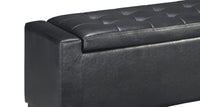 Leatherette Upholstered Storage Bench with Button Tufted Details in Black - BM210808