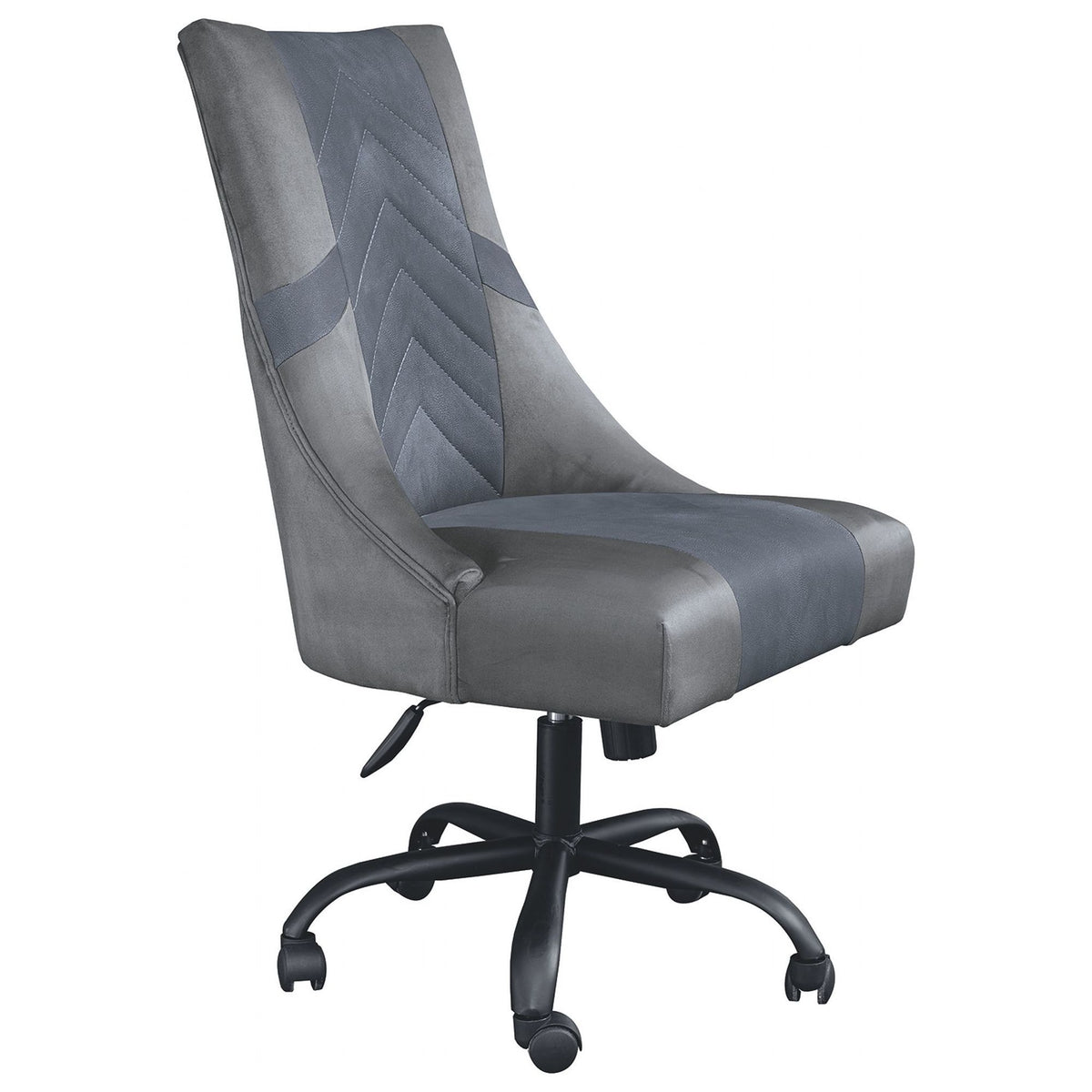 Leatherette Wooden Frame Swivel Gaming Chair in Gray and Black - BM210815