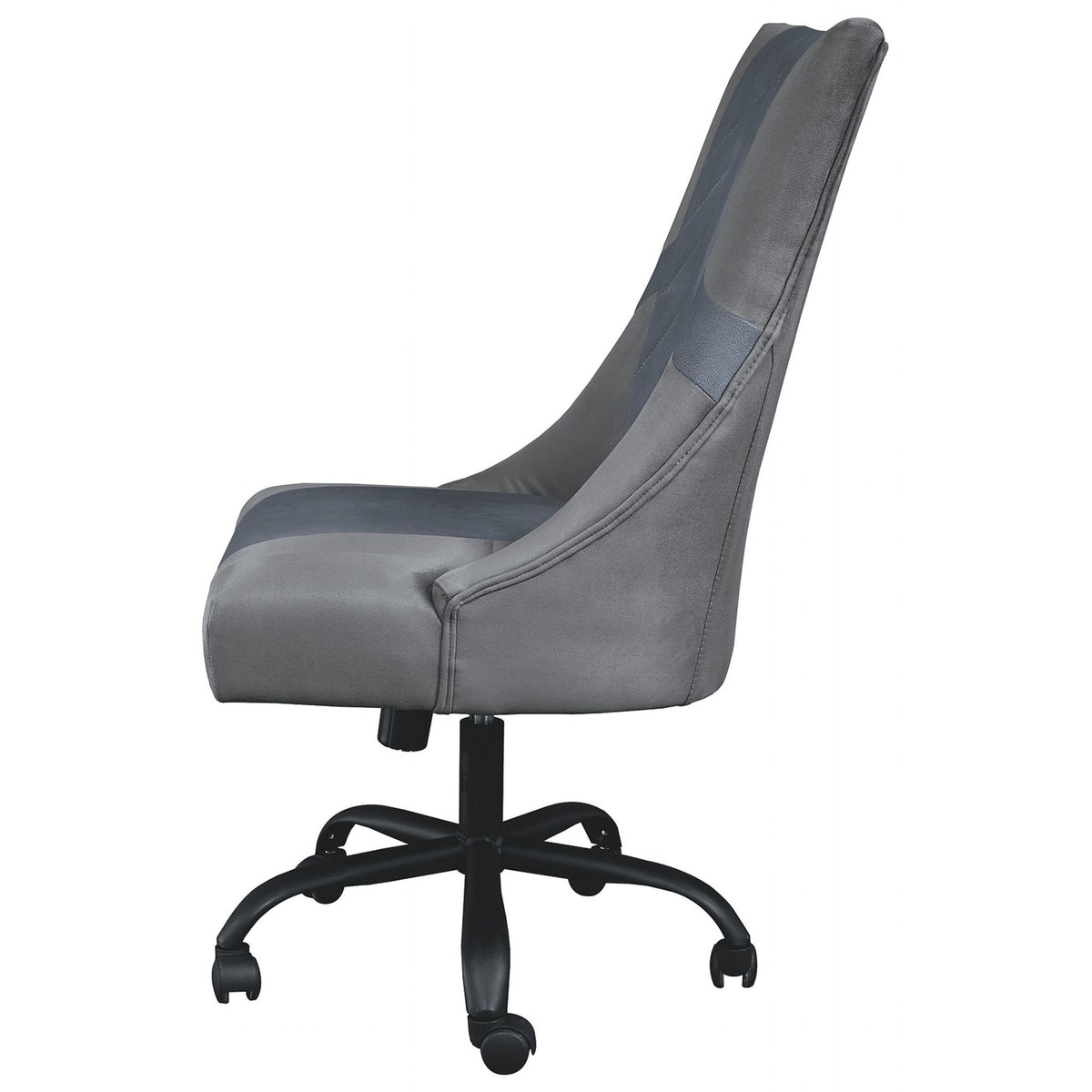 Leatherette Wooden Frame Swivel Gaming Chair in Gray and Black - BM210815