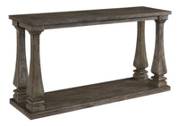 Rectangular Wooden Sofa Table with Square Baluster Legs in Taupe Brown - BM210854