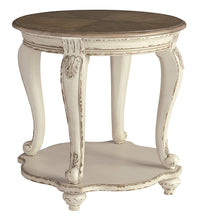 Round Wooden End Table with Open Bottom Shelf in Brown and Antique White - BM210872