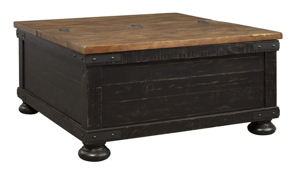 Square Wooden Lift Top Cocktail Table with Trunk Storage in Brown and Black - BM210892