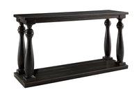 Wire Brush Wooden Frame Sofa Table with Turned Legs in Antique Black - BM210921