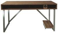 60 Inch Wood Gaming Desk, LED Back Light, 2 USB Ports, Brown, Gray - BM210950