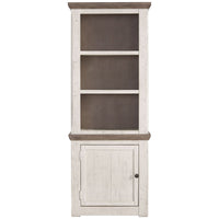 Wooden Left Pier Cabinet with 1 Door and 2 Shelves in Antique White and Brown - BM210951