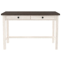 Wooden Writing Desk with Block Legs and 2 Storage Drawers in Gray and White - BM210979
