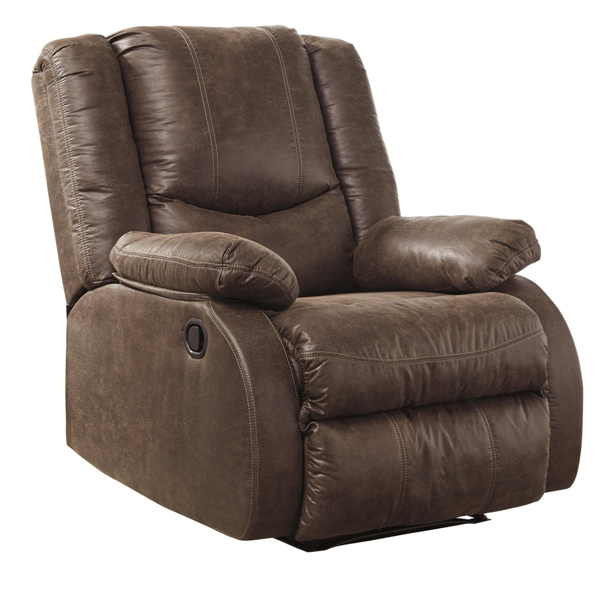 33 Inch Zero Wall Recliner, Vegan Faux Leather, Tufted Back, Brown - BM210986