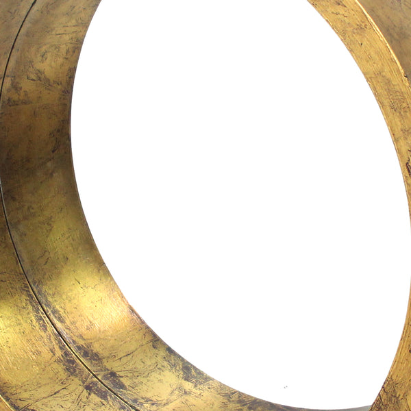 Rustic Style Wall Mirror with Round Tray Shape Frame, Gold and Silver - BM211055