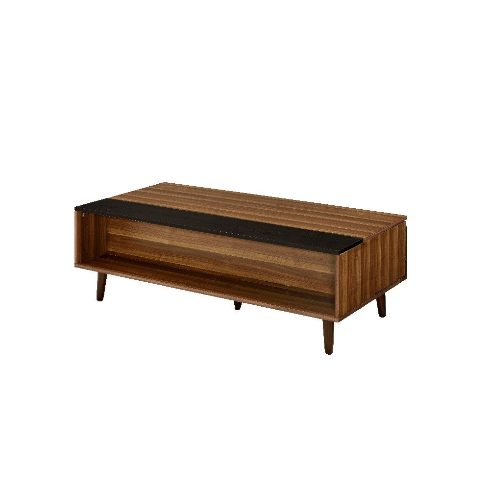 Wooden Coffee Table with Lift Top Storage and 1 Open Shelf in Walnut Brown - BM211086