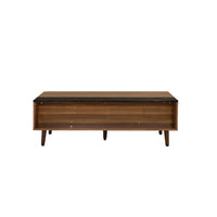 Wooden Coffee Table with Lift Top Storage and 1 Open Shelf in Walnut Brown - BM211086