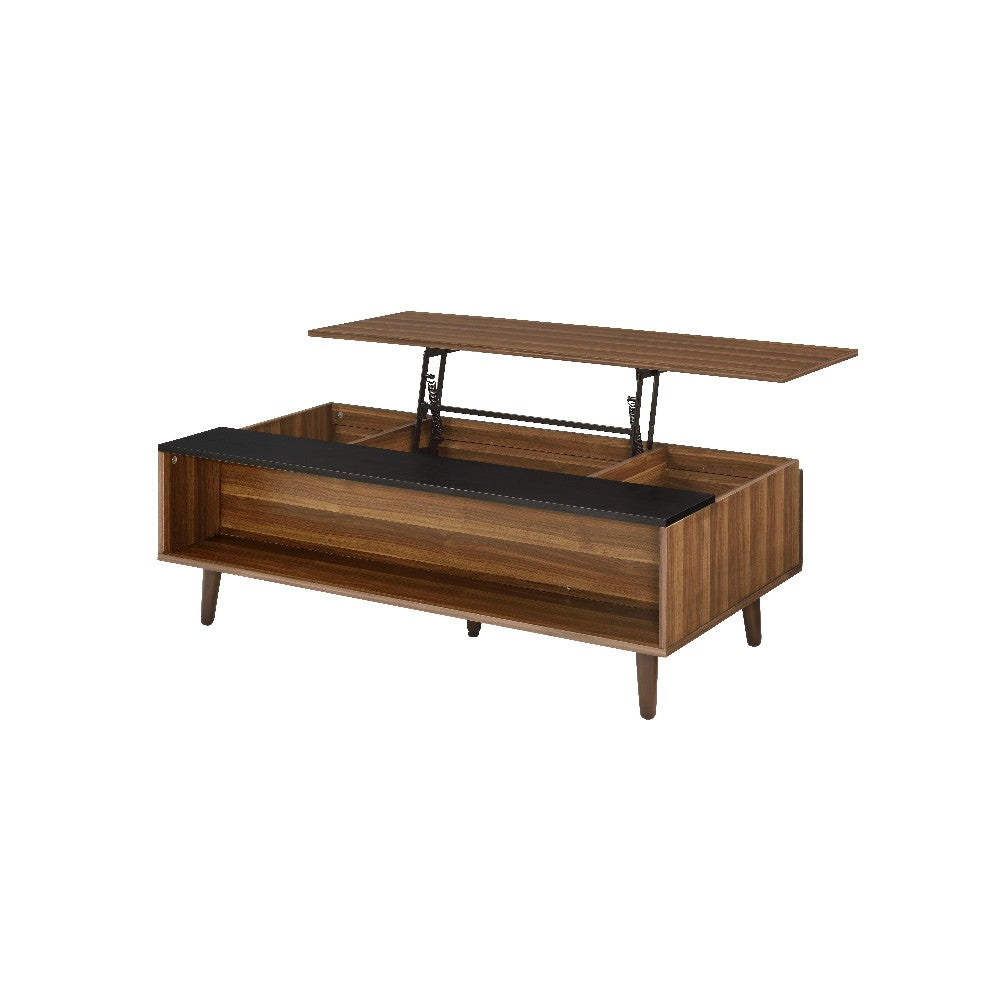 Wooden Coffee Table with Lift Top Storage and 1 Open Shelf in Walnut Brown - BM211086