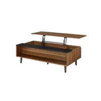 Wooden Coffee Table with Lift Top Storage and 1 Open Shelf in Walnut Brown - BM211086