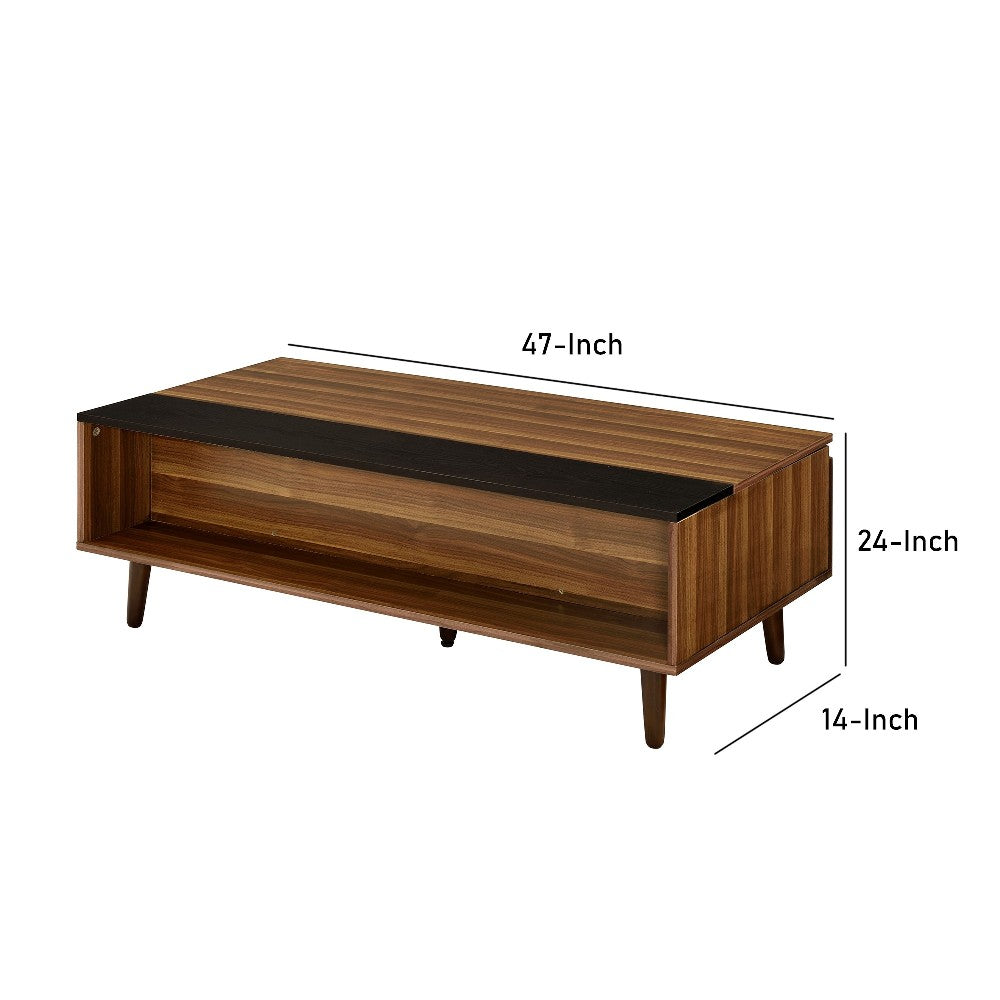 Wooden Coffee Table with Lift Top Storage and 1 Open Shelf in Walnut Brown - BM211086