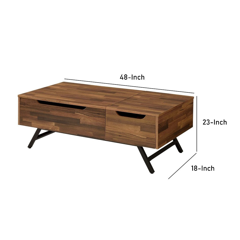 Wooden Coffee Table with Lift Top Storage and 1 Drawer in Walnut Brown - BM211087