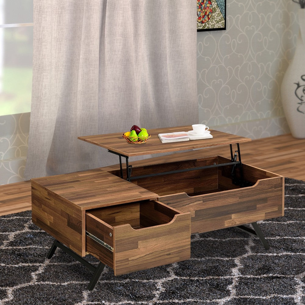 Wooden Coffee Table with Lift Top Storage and 1 Drawer in Walnut Brown - BM211087