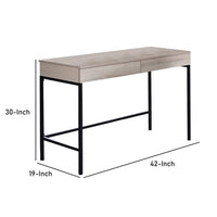 Wooden Desk with 2 Drawers and Metal Frame in Washed White and Black - BM211102