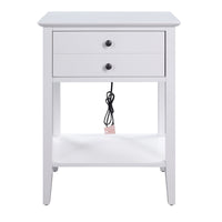 Rectangular Wooden Side Table with 1 Drawer and 1 Bottom Shelf in White - BM211116