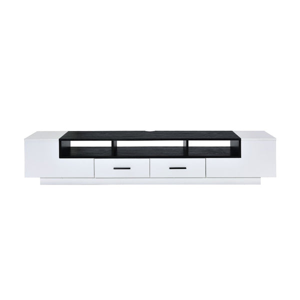 Contemporary 2 Drawer TV Stand with Media Compartments in Black and White - BM211123