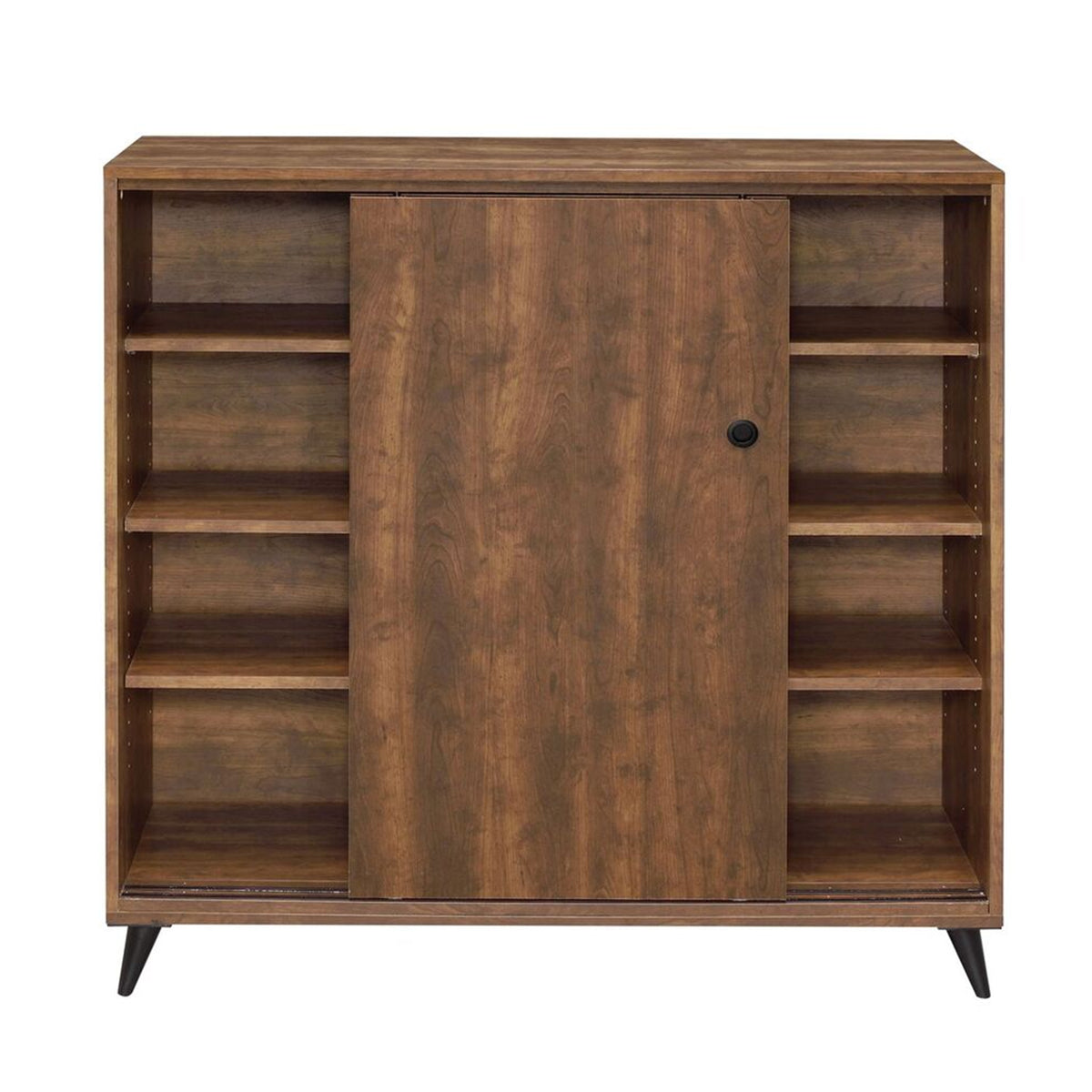 Wooden Shoe Cabinet with 2 Sliding Doors and Splayed Legs in Oak Brown - BM211129